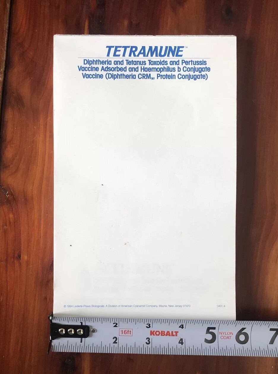 Pharmaceutical Notepad Drug Rep Vaccines Tetramune Acel-Imune HibTITER 1994 Vtg