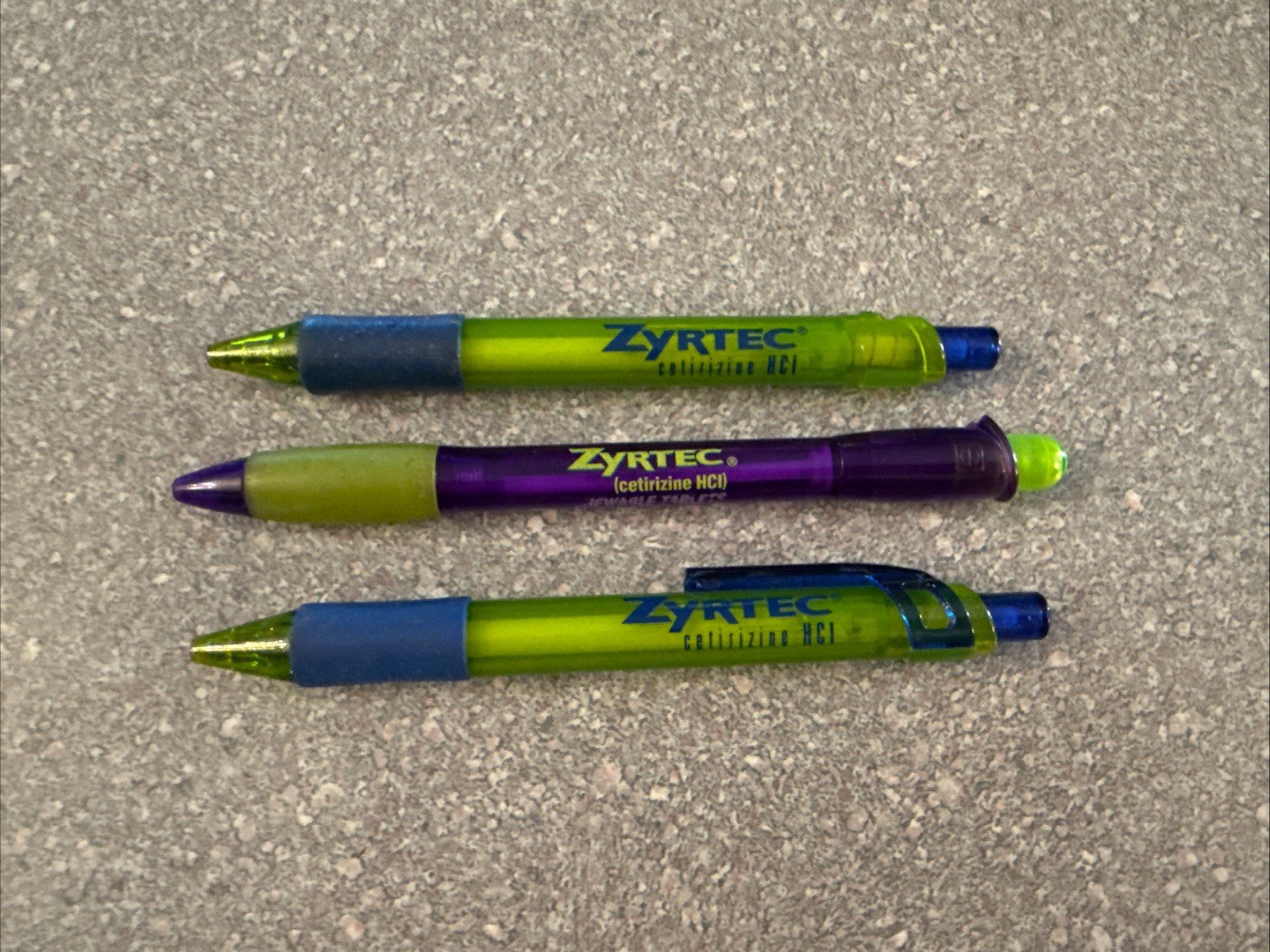 Pharmaceutical Drug Rep Promo Pens Zyrtec Lot of 3