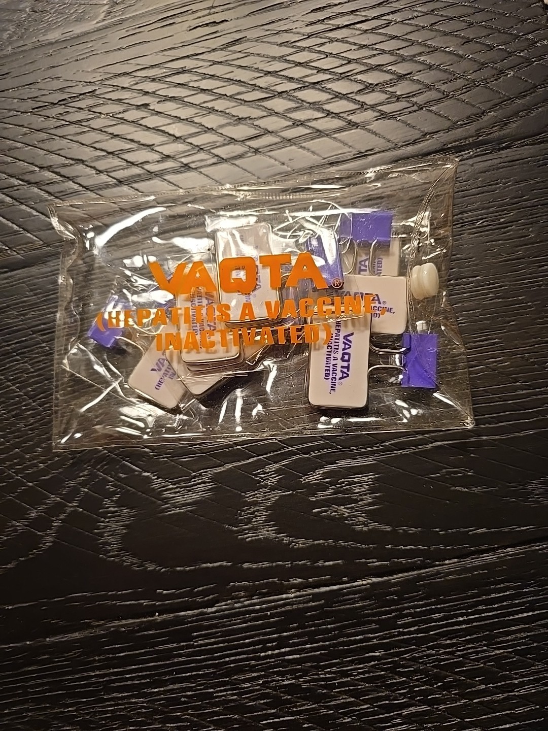 Vintage VAQTA Metal Paper Binder Clips Bag w/ 8 Clips Pharmaceutical Promo RARE