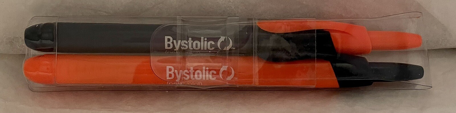 BYSTOLIC NEBIVOLOL Drug Rep Pharma LOT OF 2 MARKERS (1 Orange, 1 Blue) NEW NOS