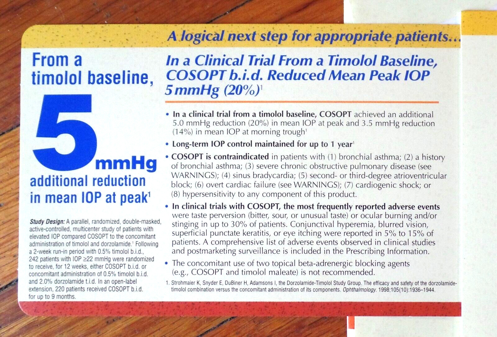 2000 PULL OUT THE POWER Prescribe COSOPT MERCK Pharmaceutical Mail Piece