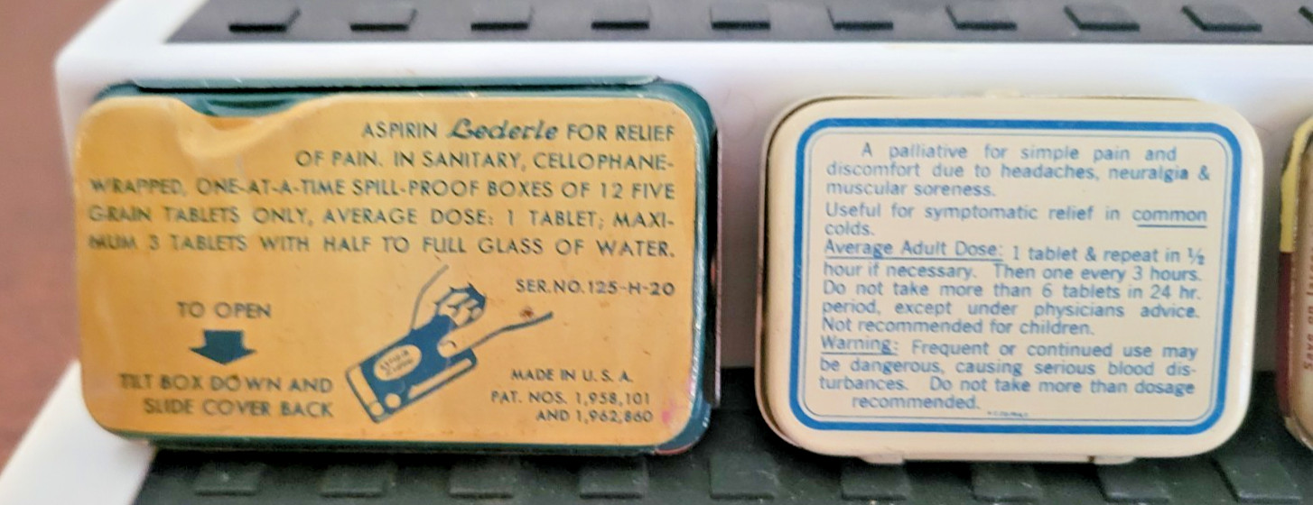 Vintage Pharmacy-Medicine Advertising ASPIRIN tins 13 pcs