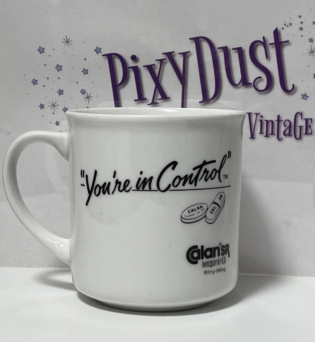 Vintage “You’re In Control” CALAN SR Pharmaceutical Drug Rep Promo Mug (MD12)