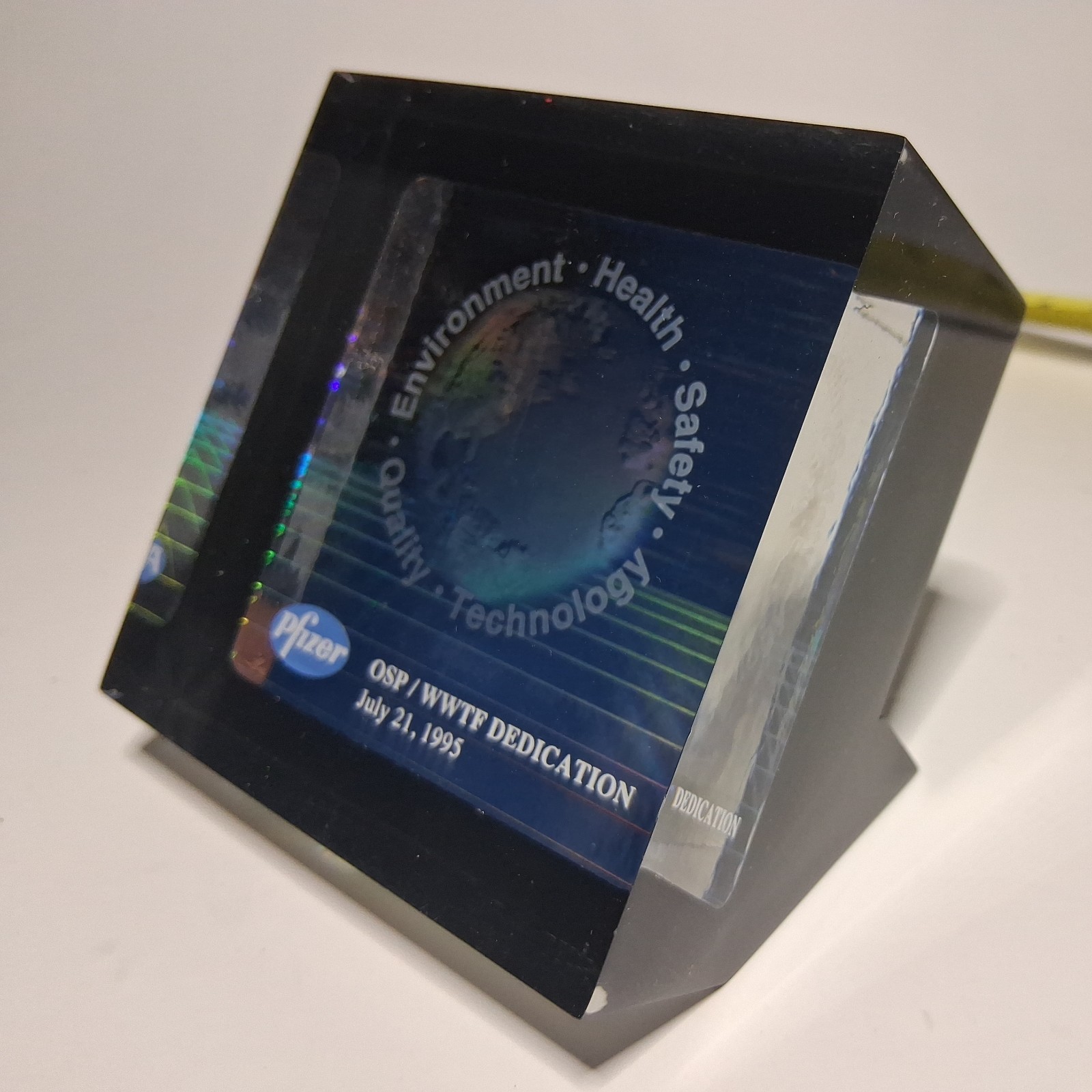 Commemorative Plaque Award For Pfizer Dedication of an OSP/WWTF July 1995.