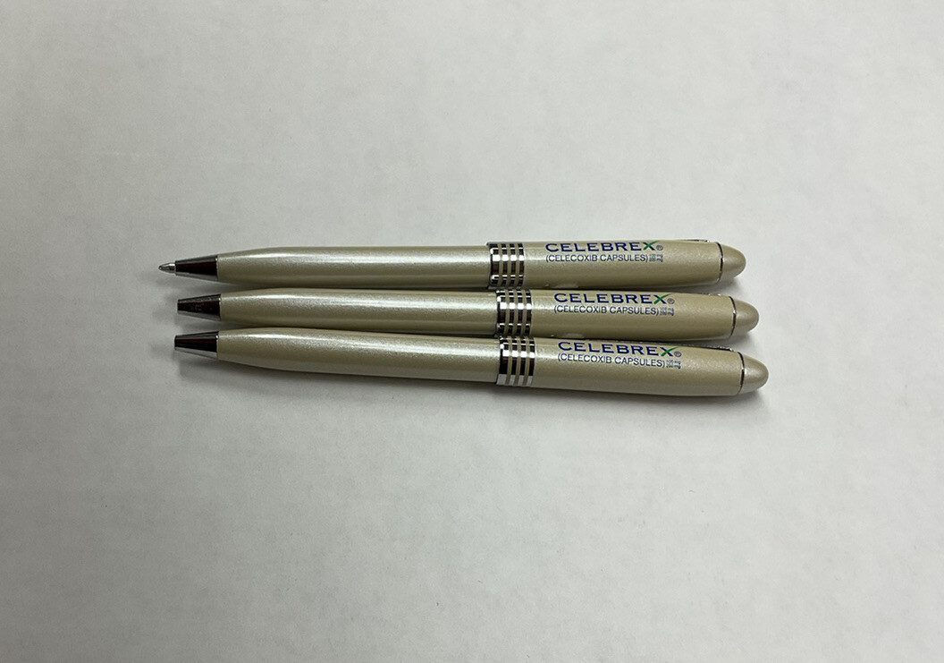Lot of 3 Celebrex Drug Rep Pharmaceutical Metallic Advertising Promo Clicker Pen
