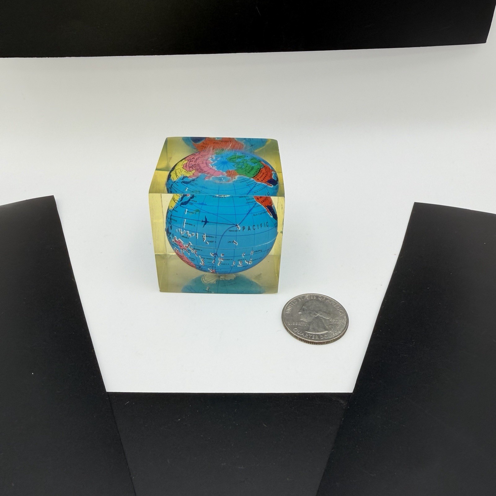 Vintage Glaxo Roche Pharmaceutical Acrylic Globe Paperweight See Details