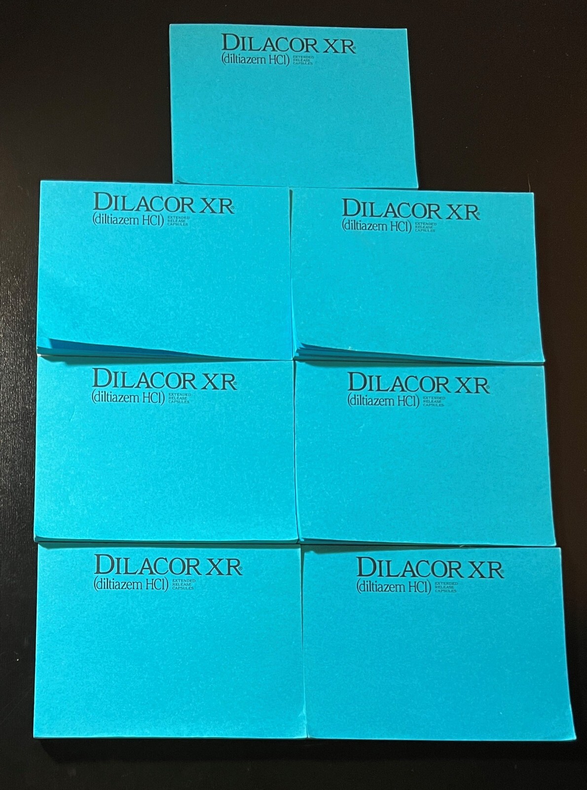 Lot of 7 VTG Pharma Drug Post-it Notes Dilacor XR (4 in by 3 in)