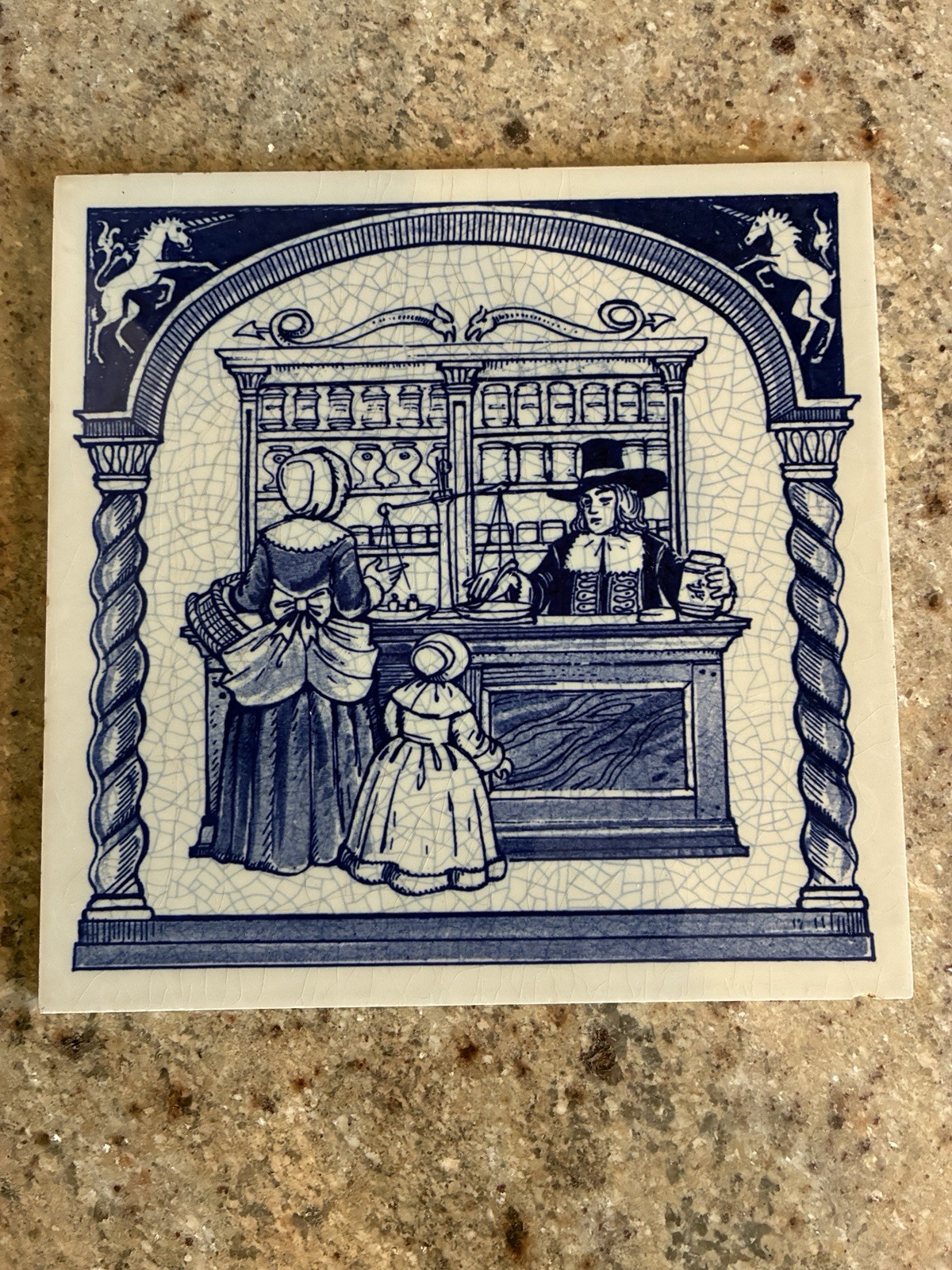 BURROUGHS WELLCOME CO. BLUE DELFT PHARMACY Handmade Tiles 6″x6″