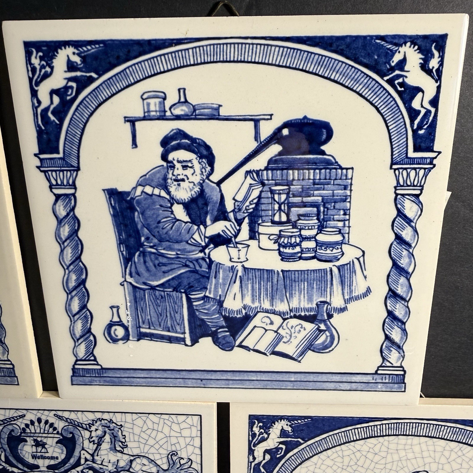 Burroughs Wellcome Delft Holland Pharmacy Tiles Set of 5 Ltd Edition 1986-91