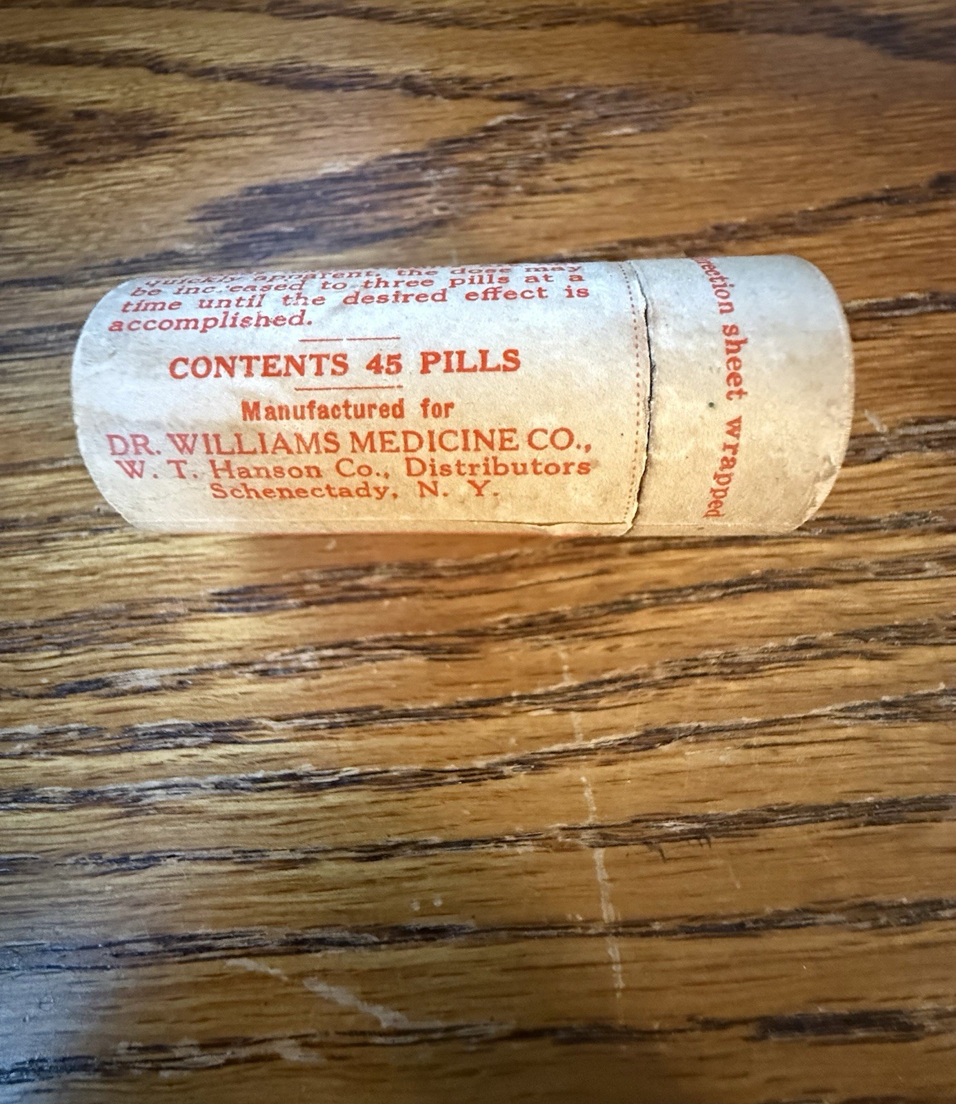 NOS Quack Medicine Wood container Dr Williams Pink Pille Tonix Schenectady NY