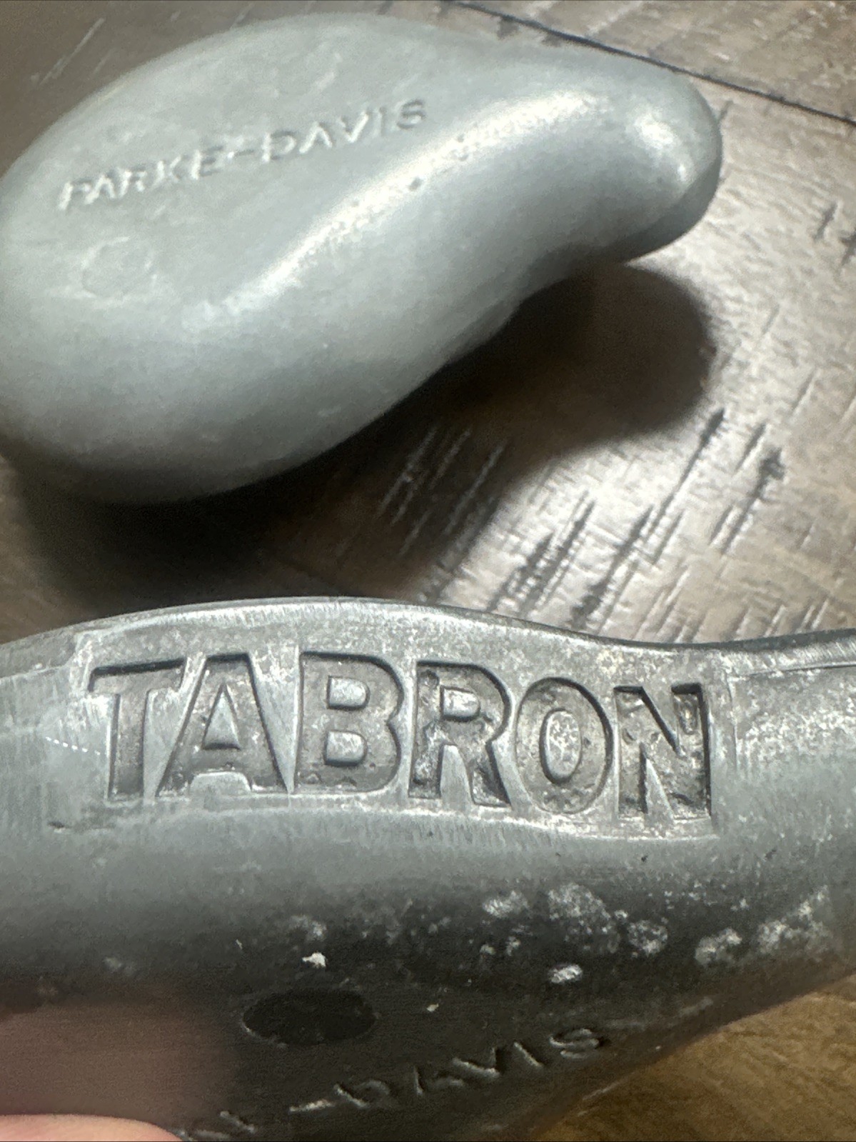 2 Parke-Davis TABRON 1950s Vintage Pharmaceutical Pewter Fetus Paperweight VGC