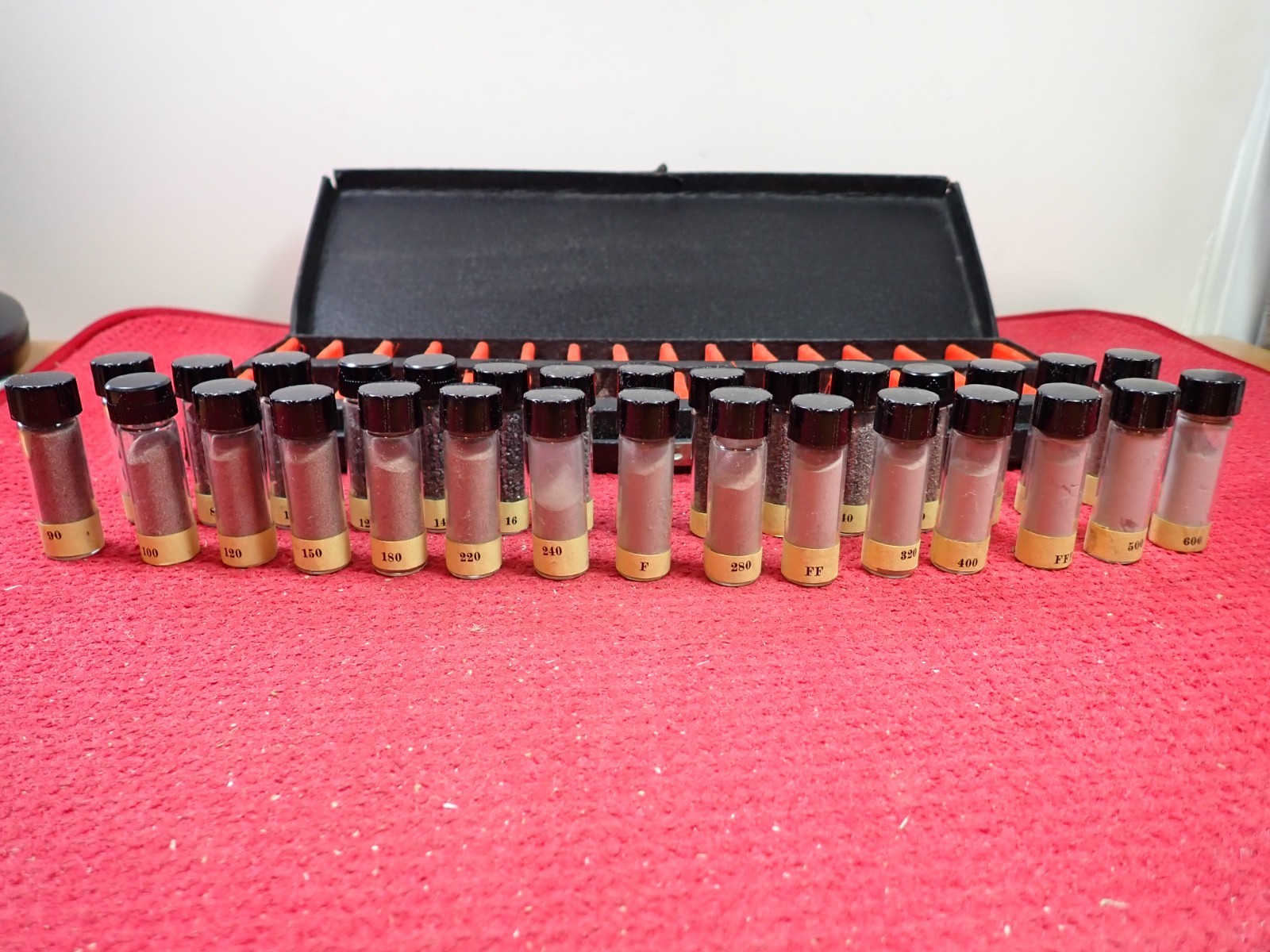 Vintage Rare Set of Carborundum Co. Sample Display Set of Grit Sizes