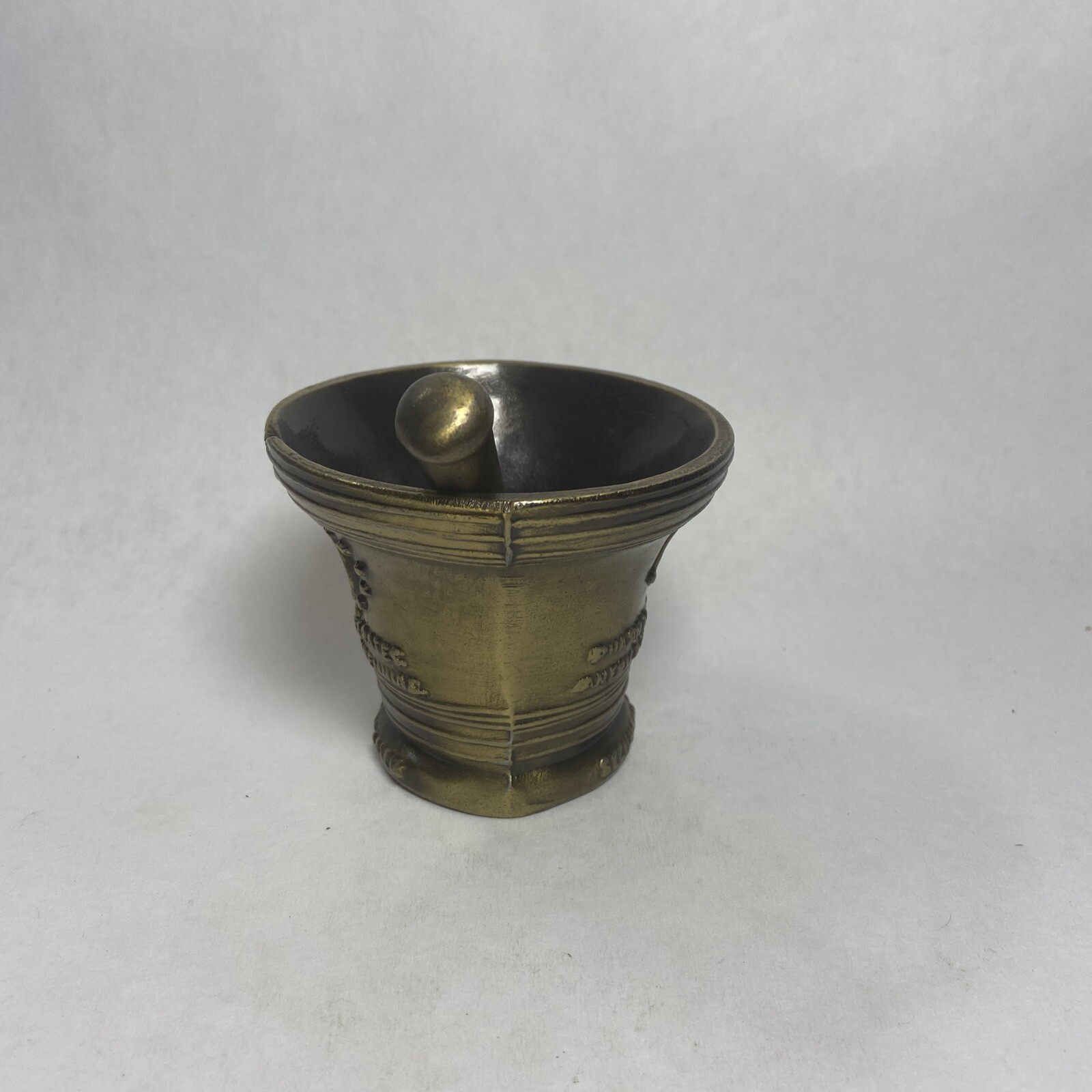 Vintage Bronze Brass Mortar & Pestle SCHERING 1976 Apothecary Chemist Miniature
