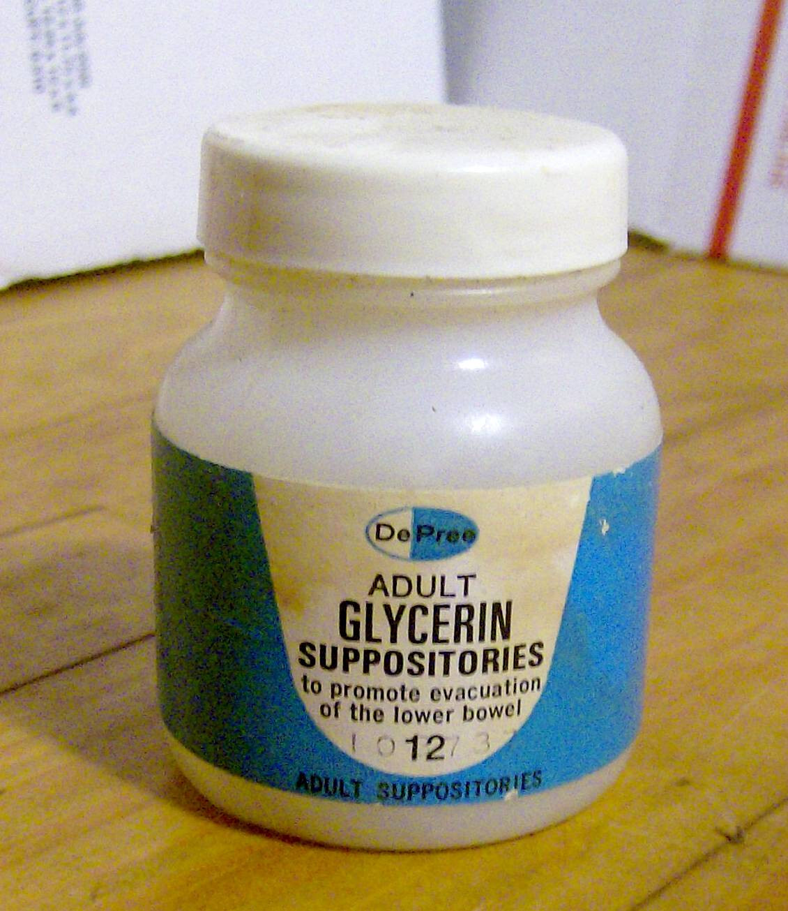 vintage 1970s pharmaceutical bottle DePree Glycerin Suppositories medical pills