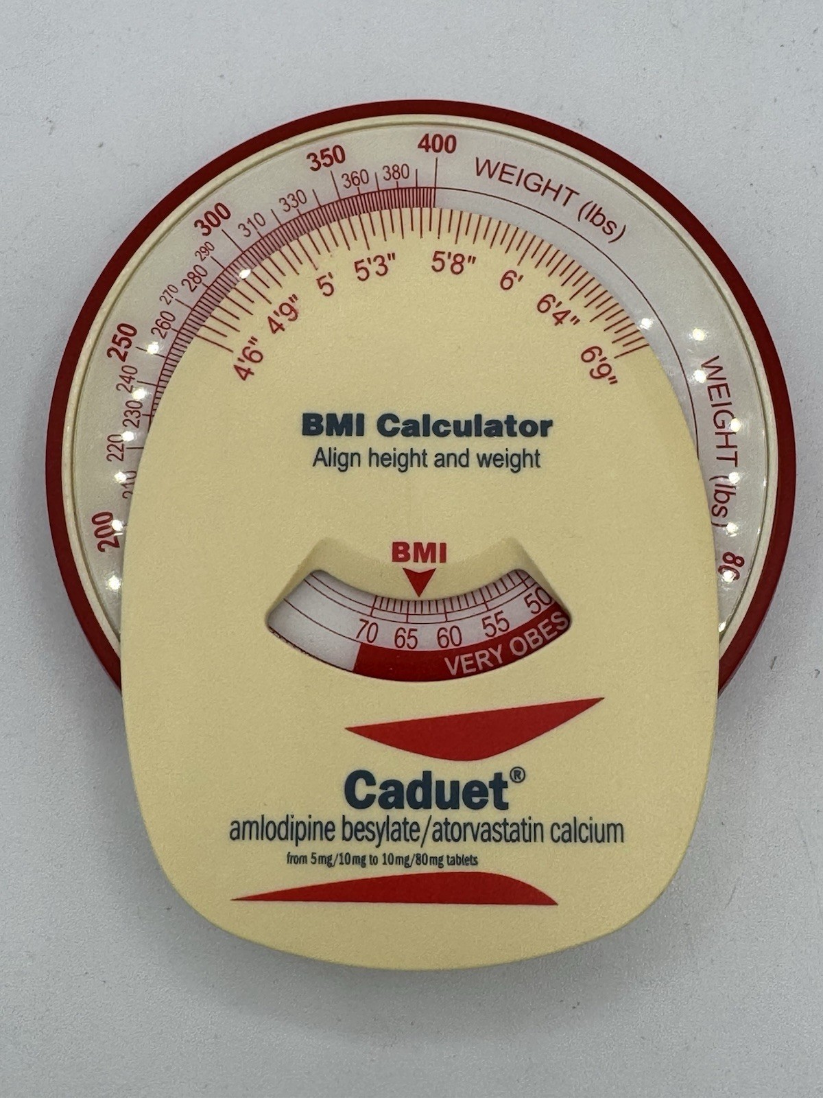 Vintage BMI Calculator Refrigerator Magnet Caduet Pharma Advertising Red White