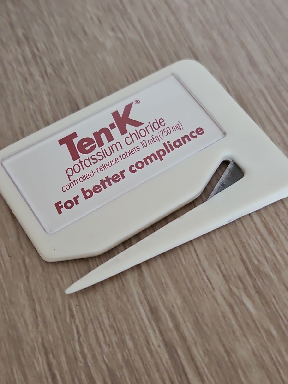 Ten-K Potassium Pharmaceutical Drug Rep Letter Opener Vintage 80s Geigy Pharma