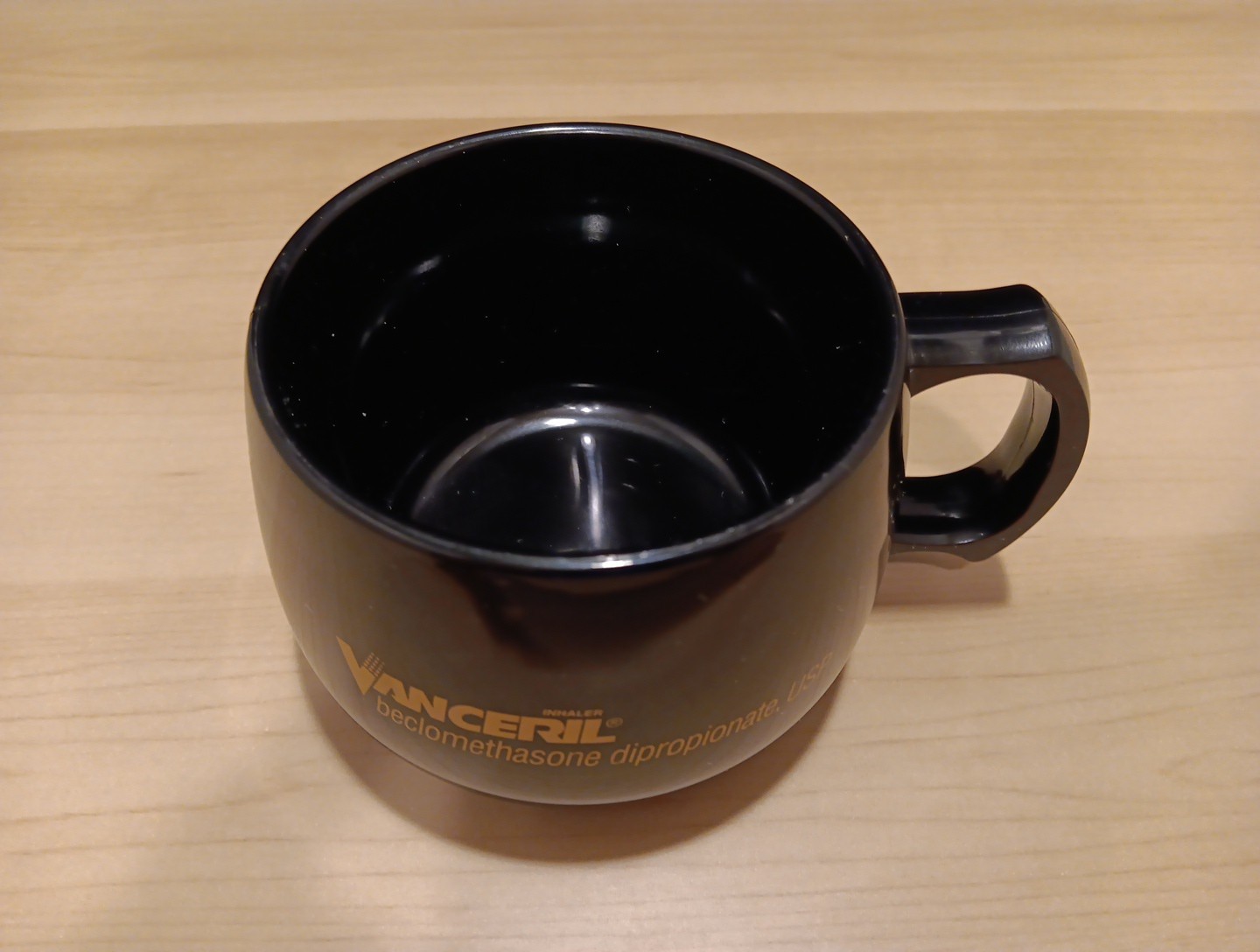 Vintage Vanceril Inhaler Drug Rep Advetising Promotional Black Plastic Mug