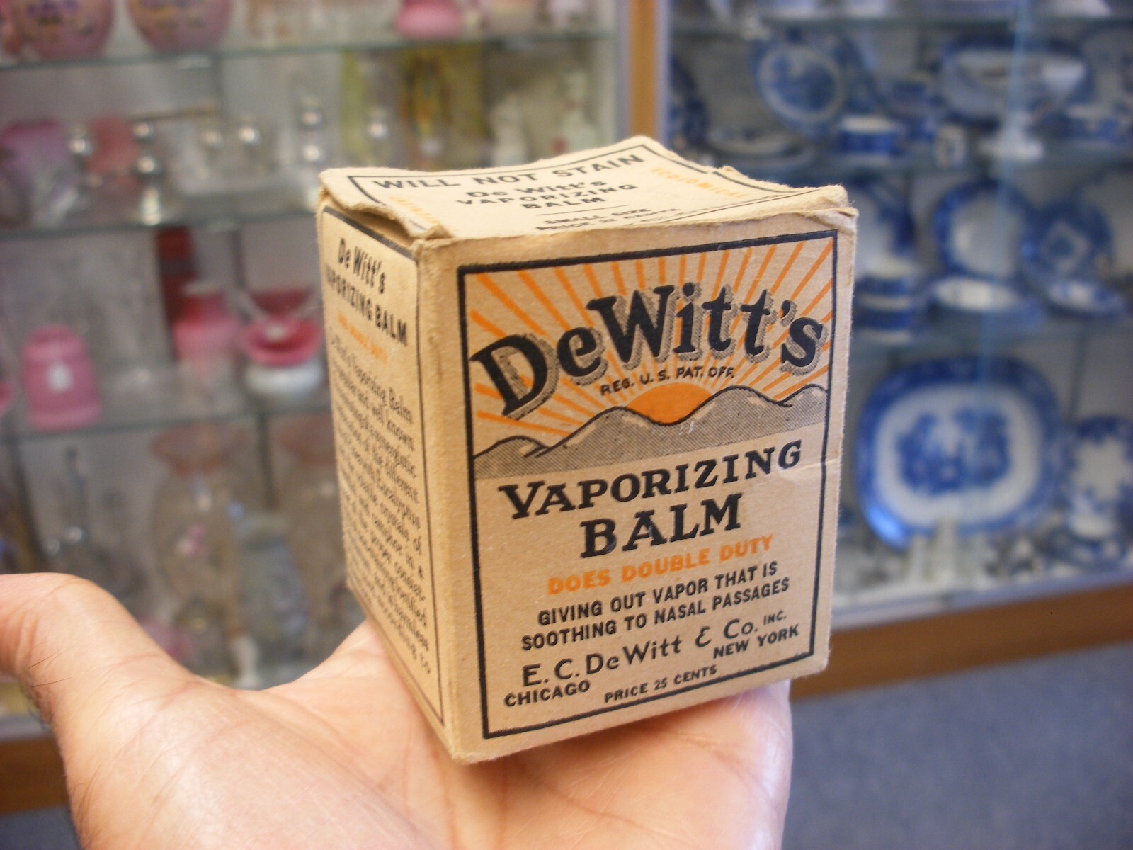 Vintage Medical Remedy Pharmacy Quack Cure – DeWitt’s Vaporizing Balm – Empty