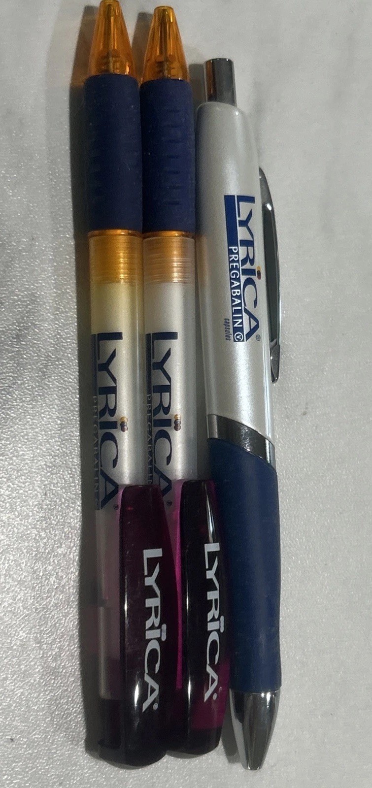 Drug Rep Lyrica Pfizer Collectible Pens Lot Of 3 Doctor Office Gift