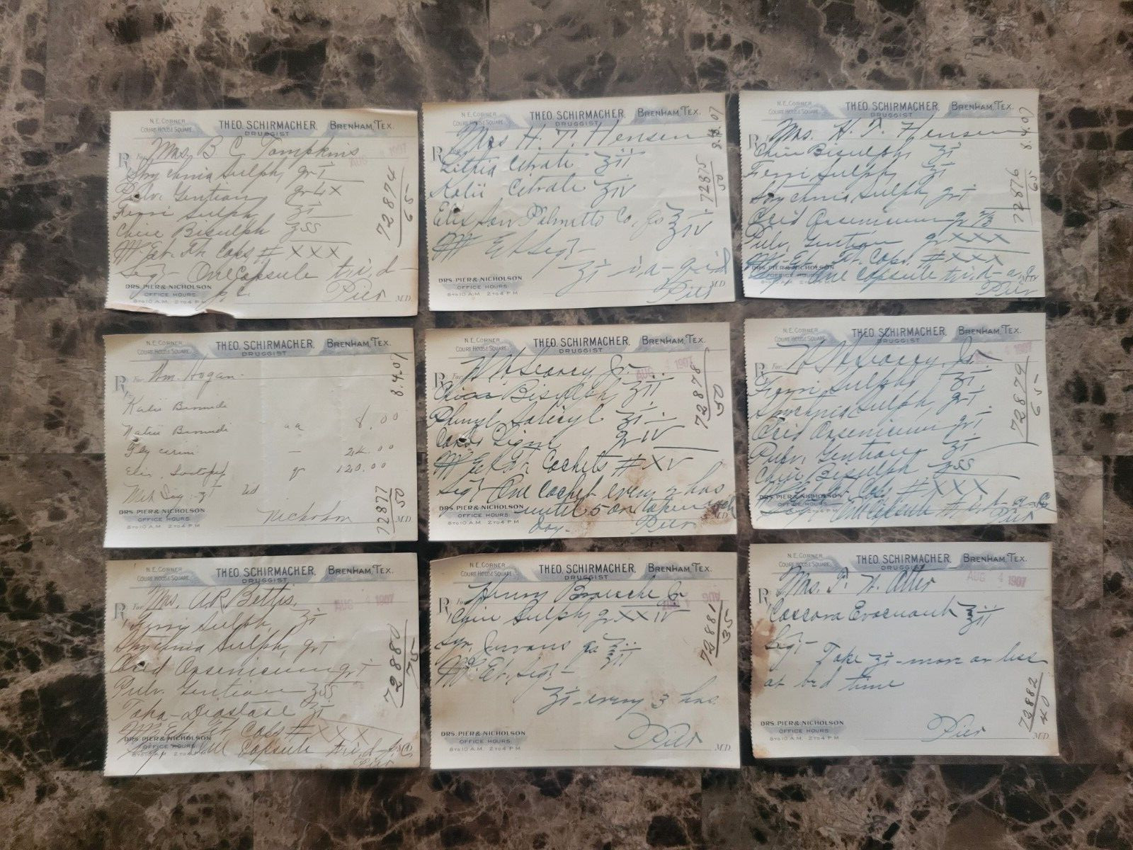 99 serially numbered antique prescriptions (1907) – OPIUM, PAPINE & CODEINE