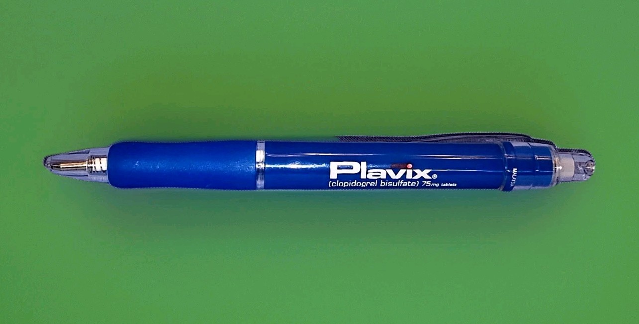 PLAVIX Blue Pharma Drug Rep Ink PEN Medical Collectible Advertising Promo Swag