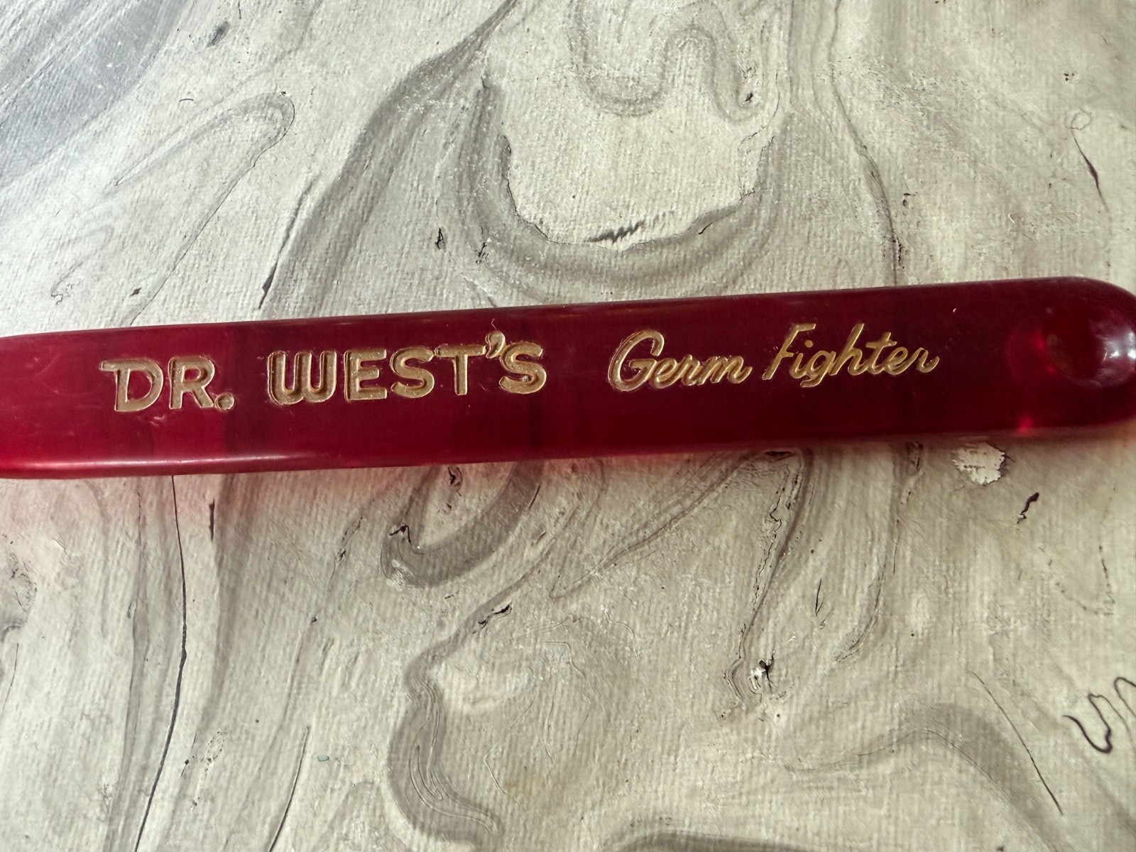 LARGE 19950s VINTAGE PROMO DR WEST’S GERM FIGHTER TOOTHBRUSH ADVERTISING 17 1/2″