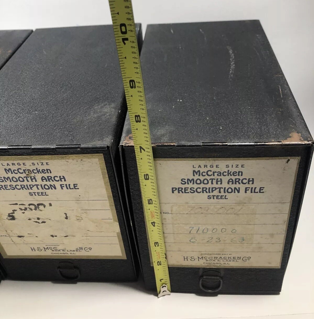 Vintage McCracken Metal File Pharmacy Prescription Box Industrial Rx Lot 3 Blk