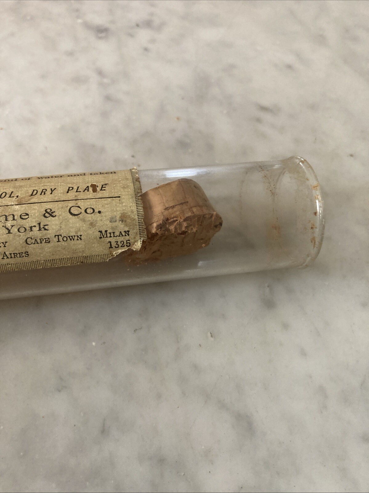 Vintage Pharmacy Sodium Tablets Glass Vial With Cork Paper Label