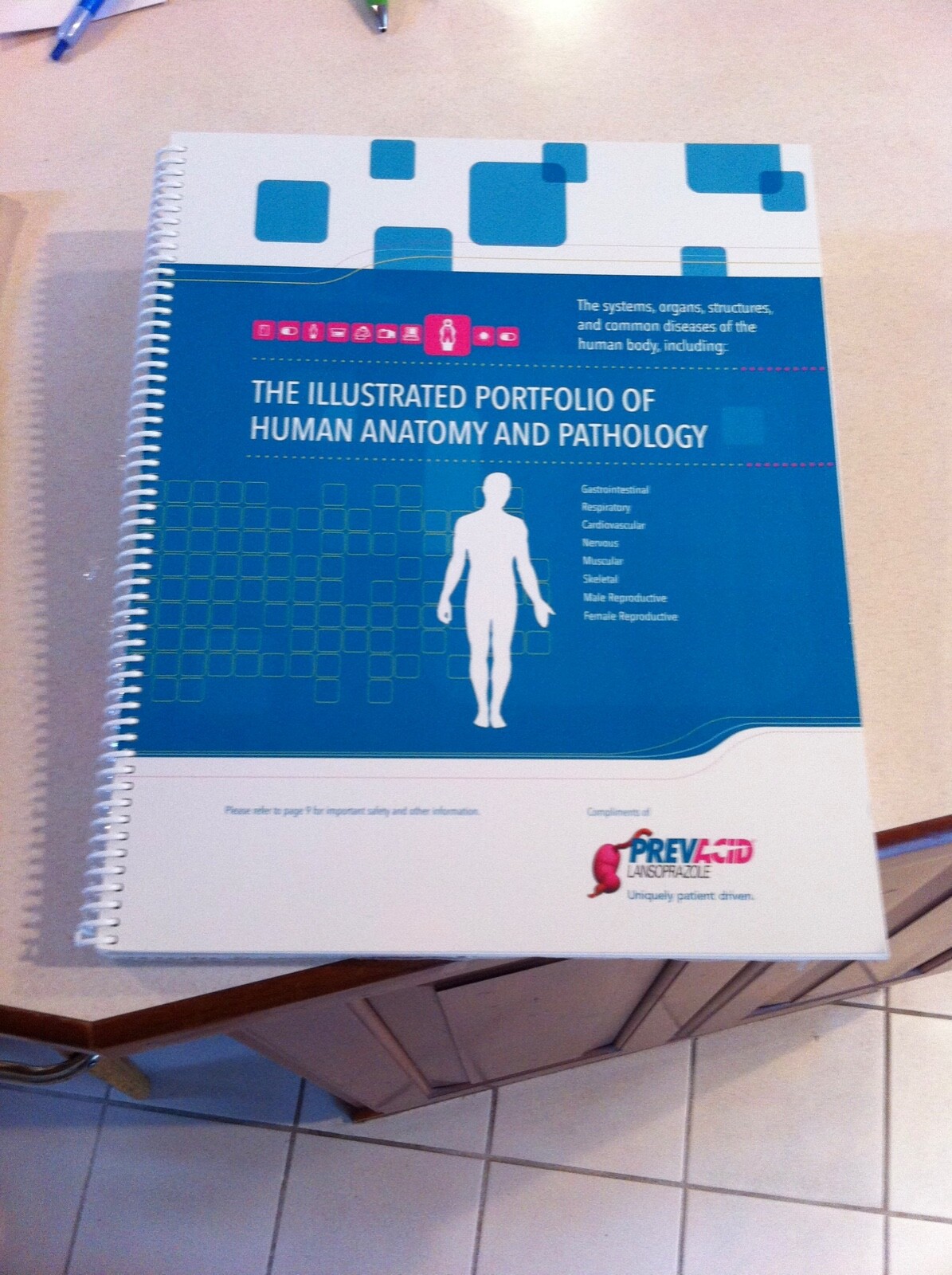 Drug rep 14″X11″ spiral bound Anatomic Charts