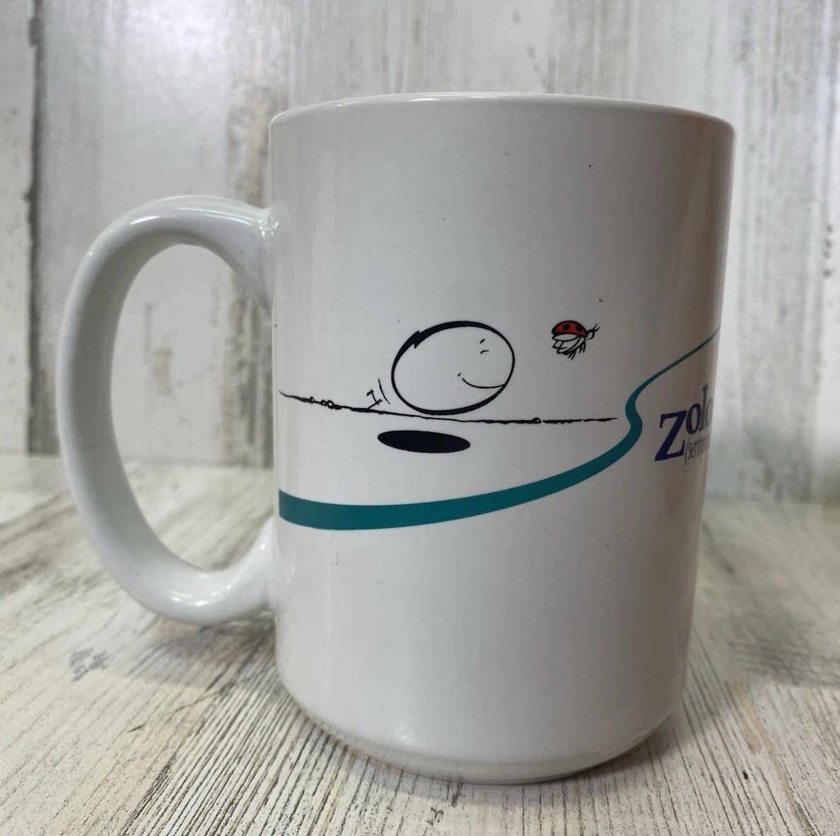 Pfizer Zoloft Coffee Mug Cup White Blue Pharmaceutical Promo Rep Advertising Y2K