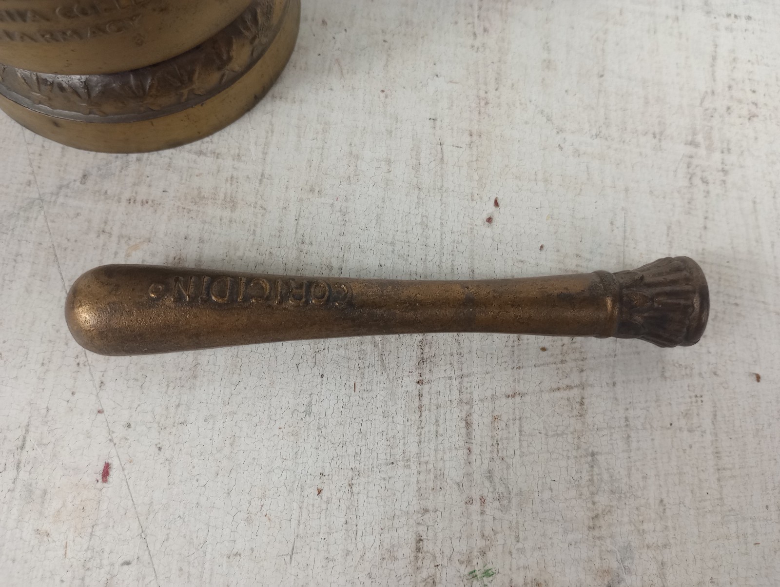 Vintage Brass Mortar Pestle Daniel B. Smith American Pharmaceutical Association