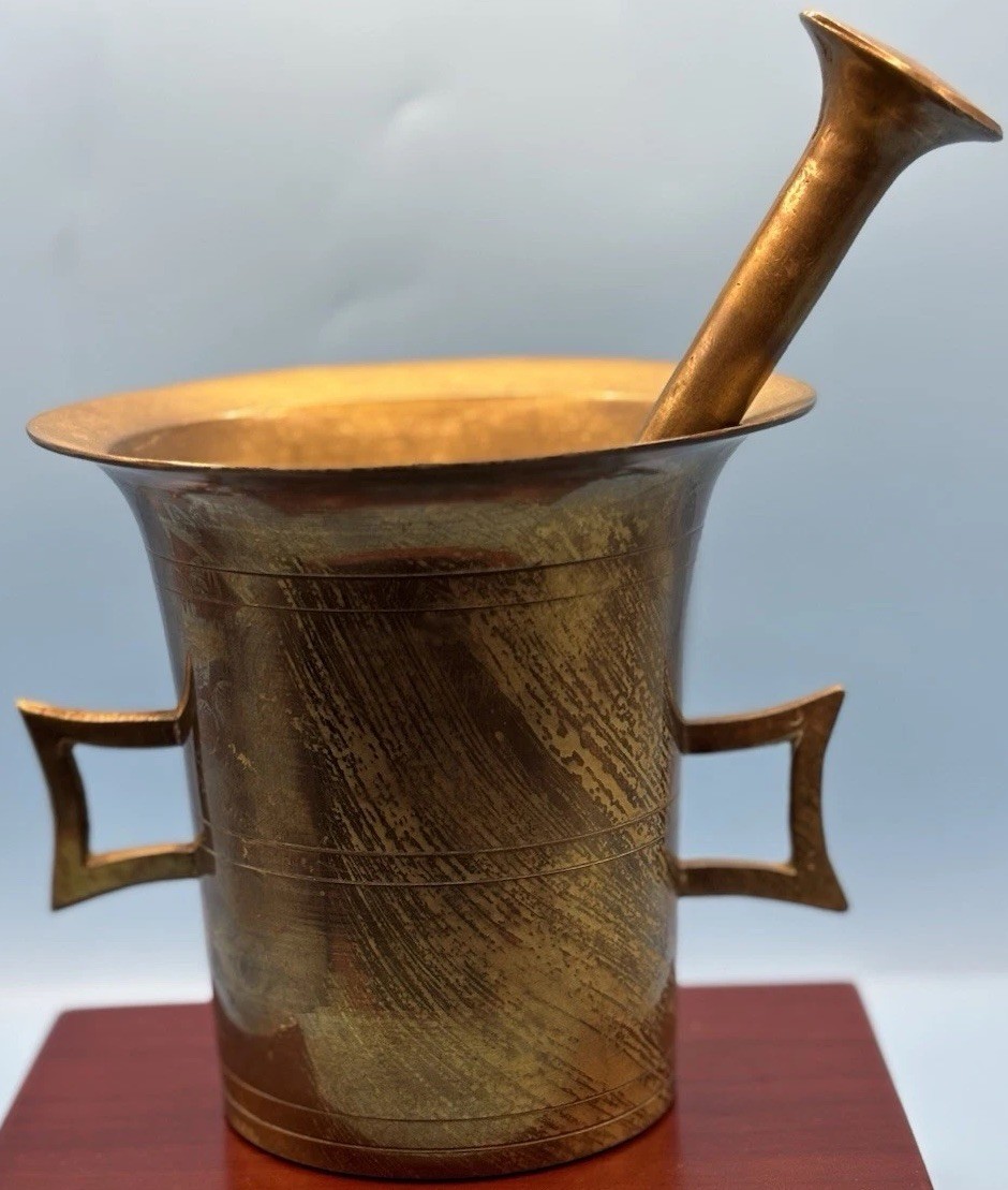 Vintage Solid Brass Mortar & Pestle Made in India 4.5” Apothecary Spice Grinder