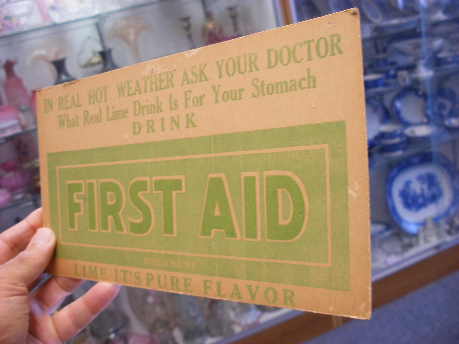Vtg Medical & Pharmacy Quack Cure – First Aid Lime Drink Advertising Sign