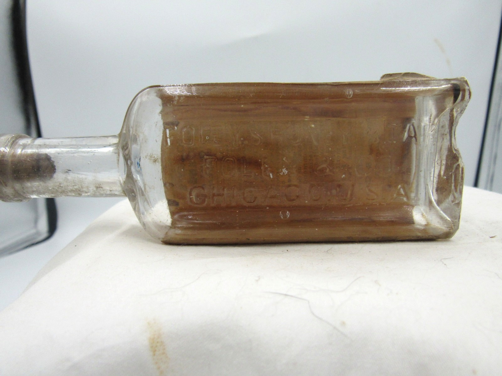 BW – 1900’s Foley’s Honey & Tar Foley & Co Chicago USA 5 3/8″ Clear Medicine Bot