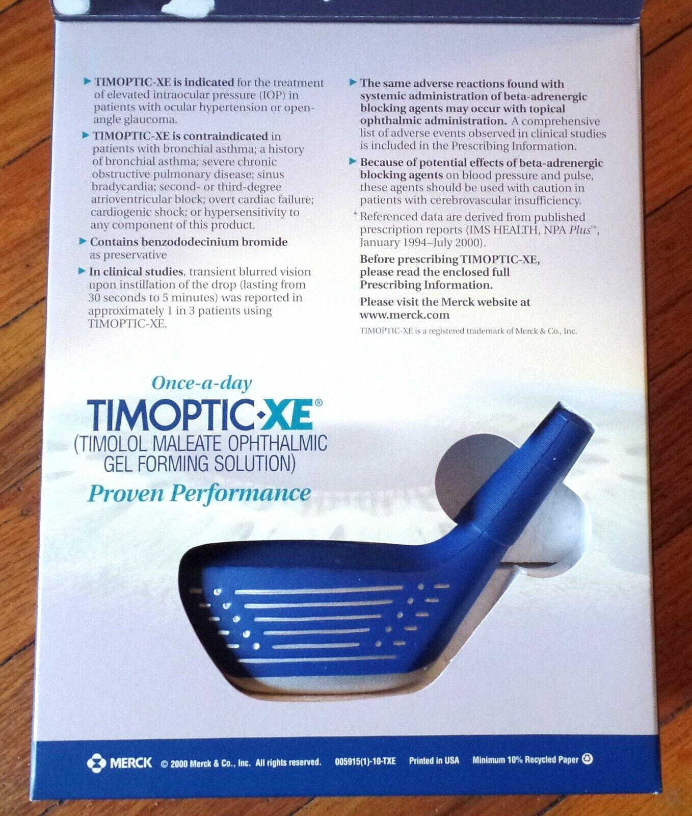2000 Get A Grip – A PROVEN PERFORMER TIMOPTIC-XE MERCK Pharmaceutical Mail