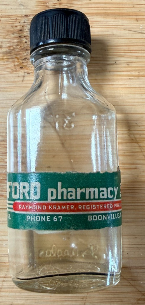 Vintage Sanford Pharmacy Boonville NY Empty Pharmacy Collectors Bottle