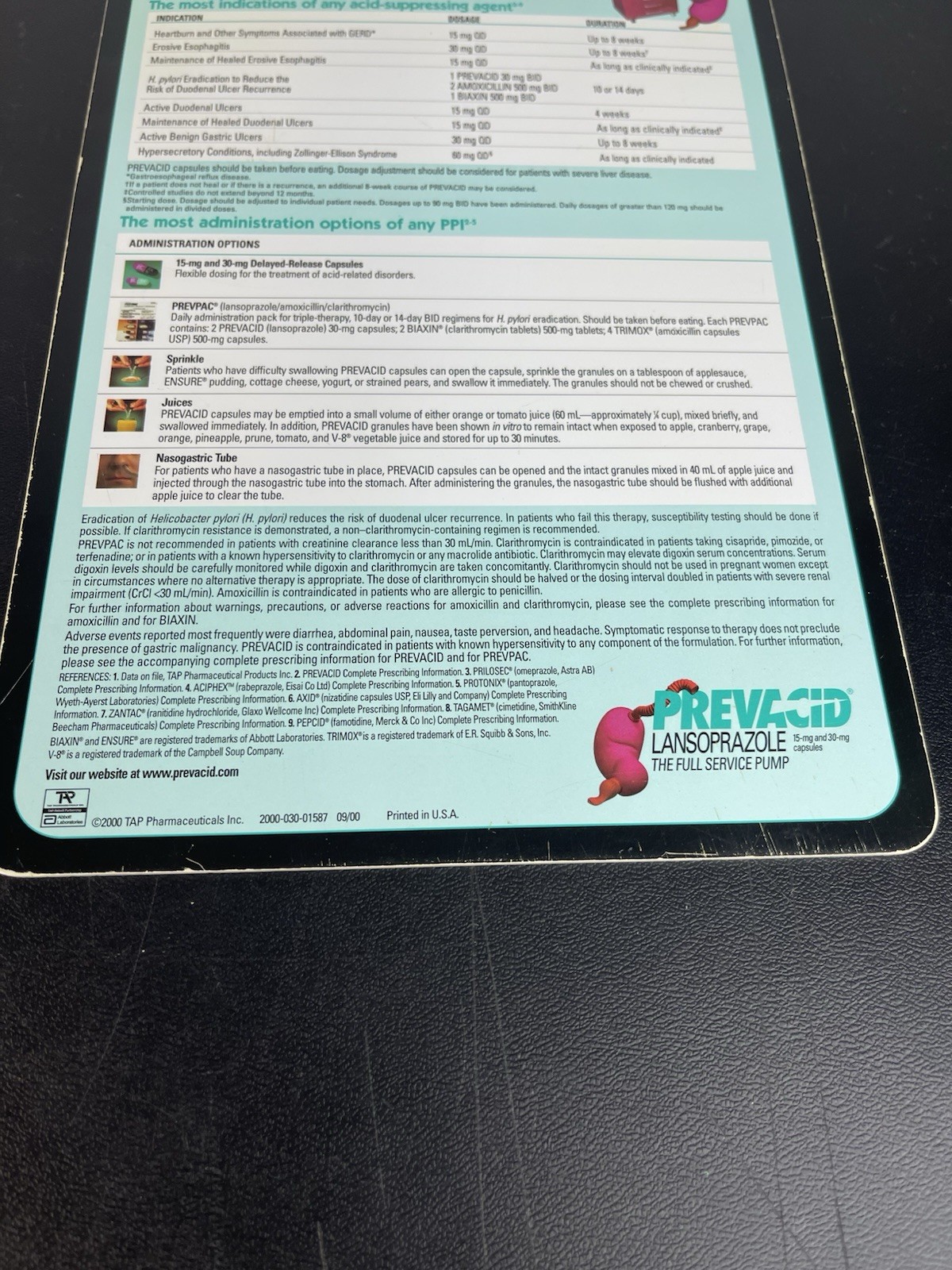 Prevacid Lansoprazole Clipboard Drug Rep Pharmaceutical Promo Advertising