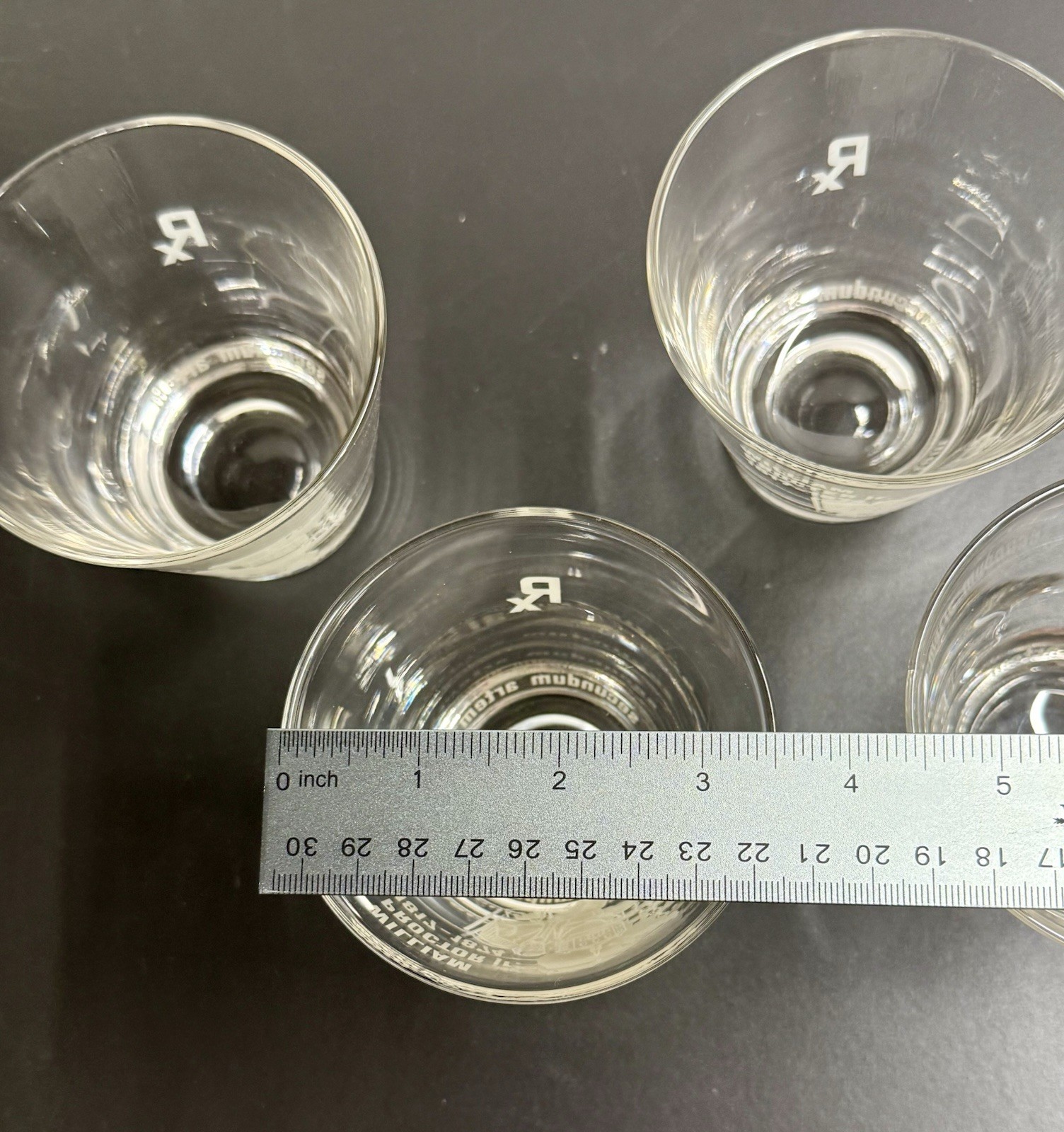 Set Of 5 Vtg William Proctor Jr RX Pharmacist Secundum Artem 6oz Etched Glass