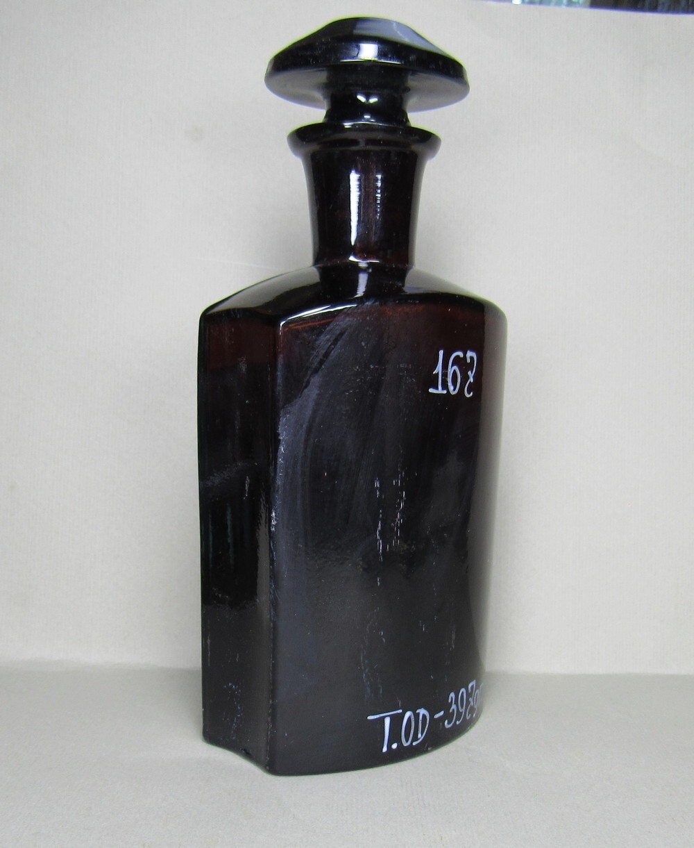 Vintage Medical Science Glass Bottle,Amber color,Germany №14727