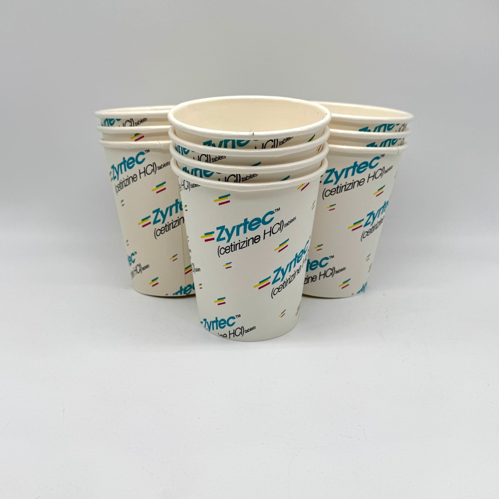 Vintage Zyrtec Pfizer 90s Promo Paper Cups x10 Pharmaceutical Deadstock