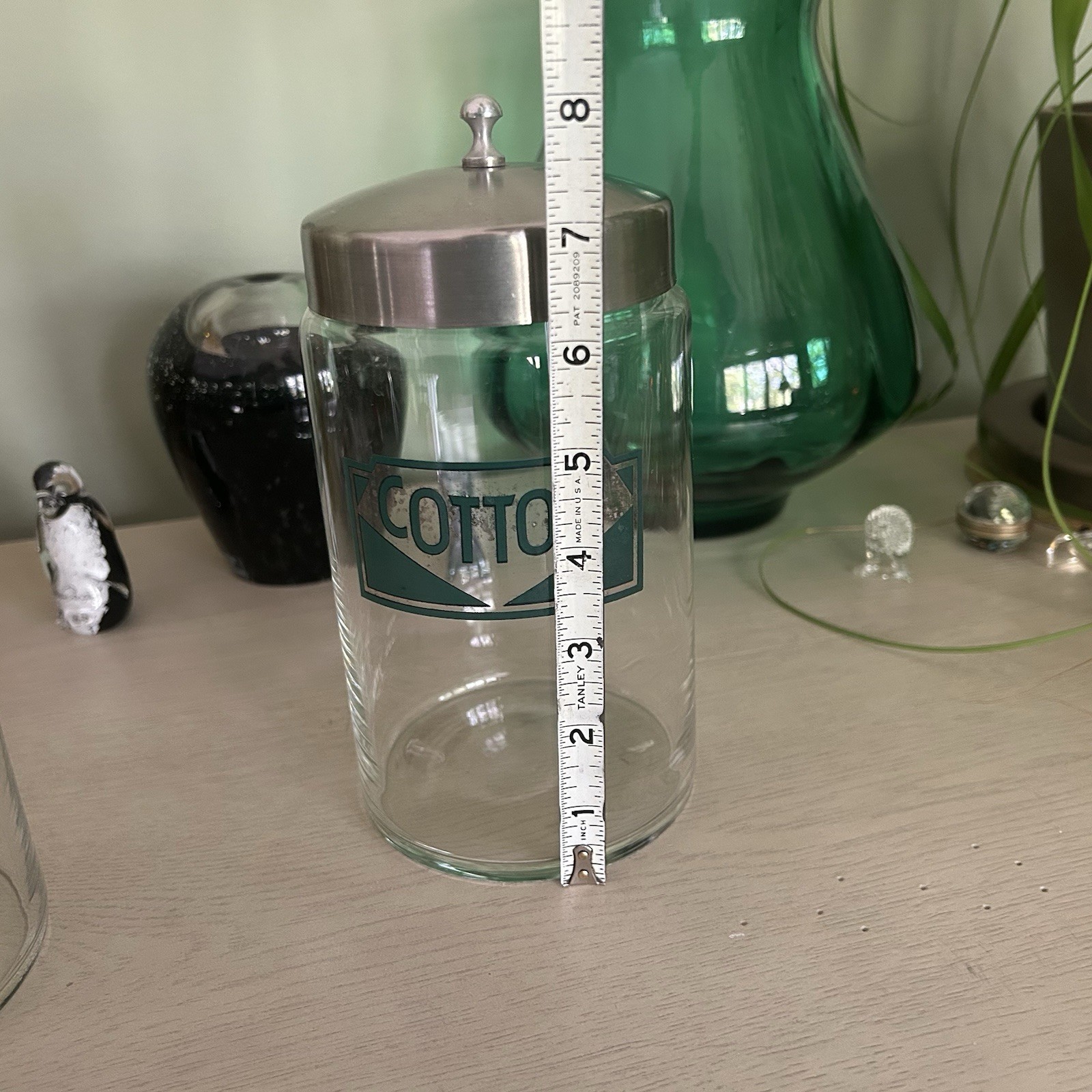 VTG Profex Medical Office Apothecary Jar w/ Lid Art Deco Cotton
