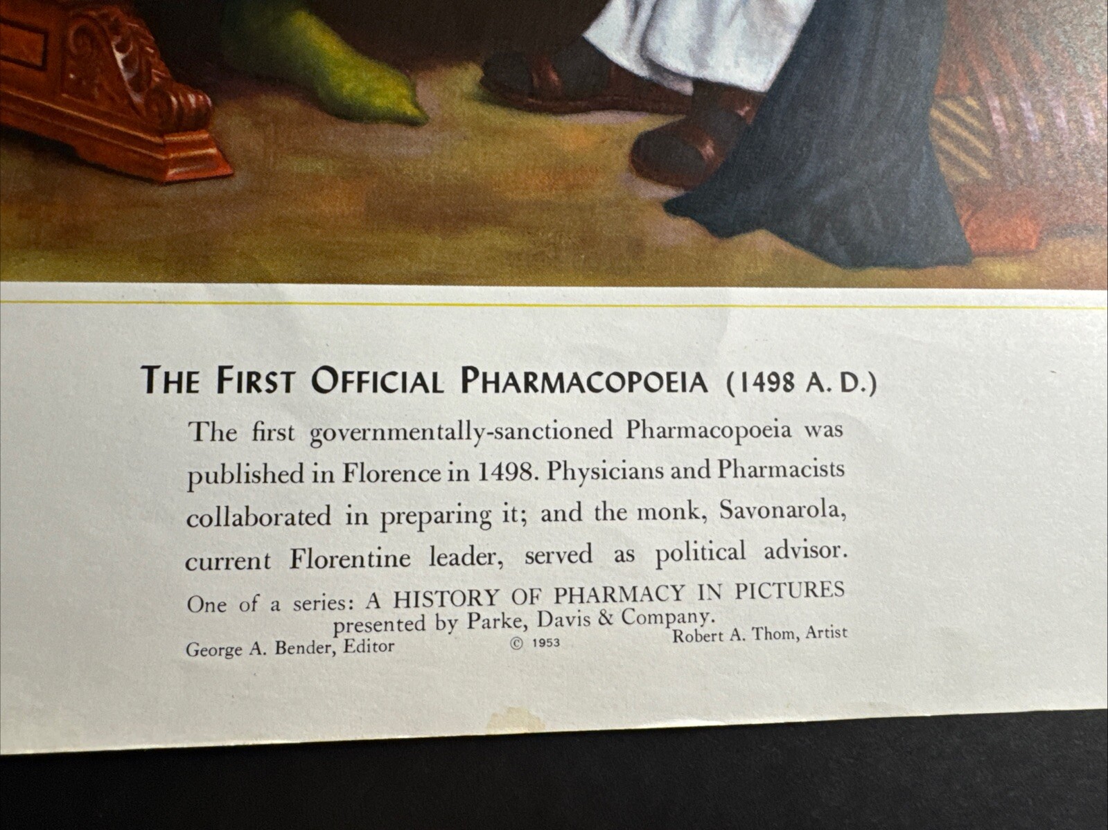 A HISTORY OF PHARMACY IN PICTURES 1954 PRINT#15 Great Gift For Doctor 22″×18″
