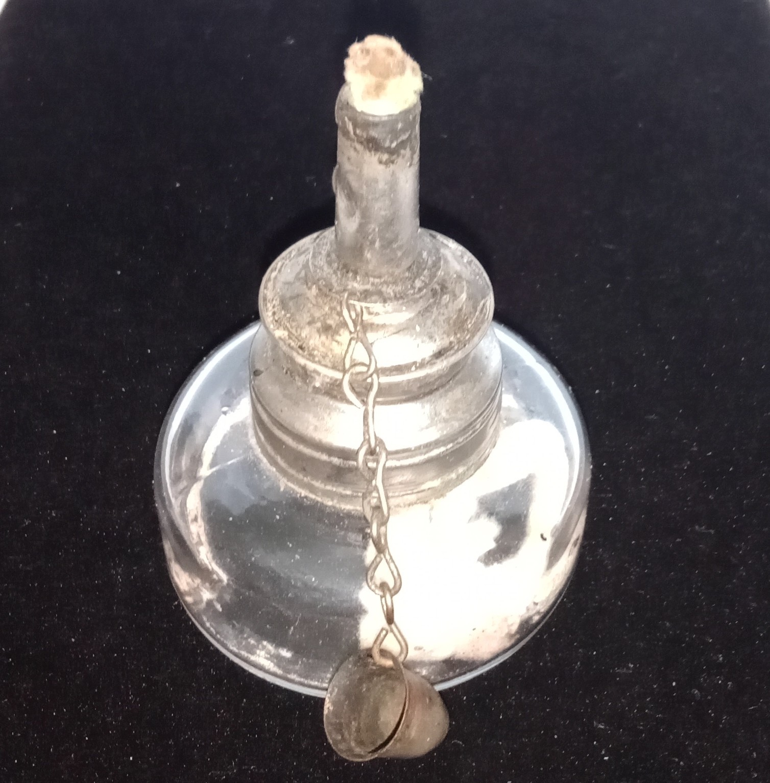 Antique Dental Alcohol Burner Spirit Lamp Glass Reservoir Metal Cap Wick