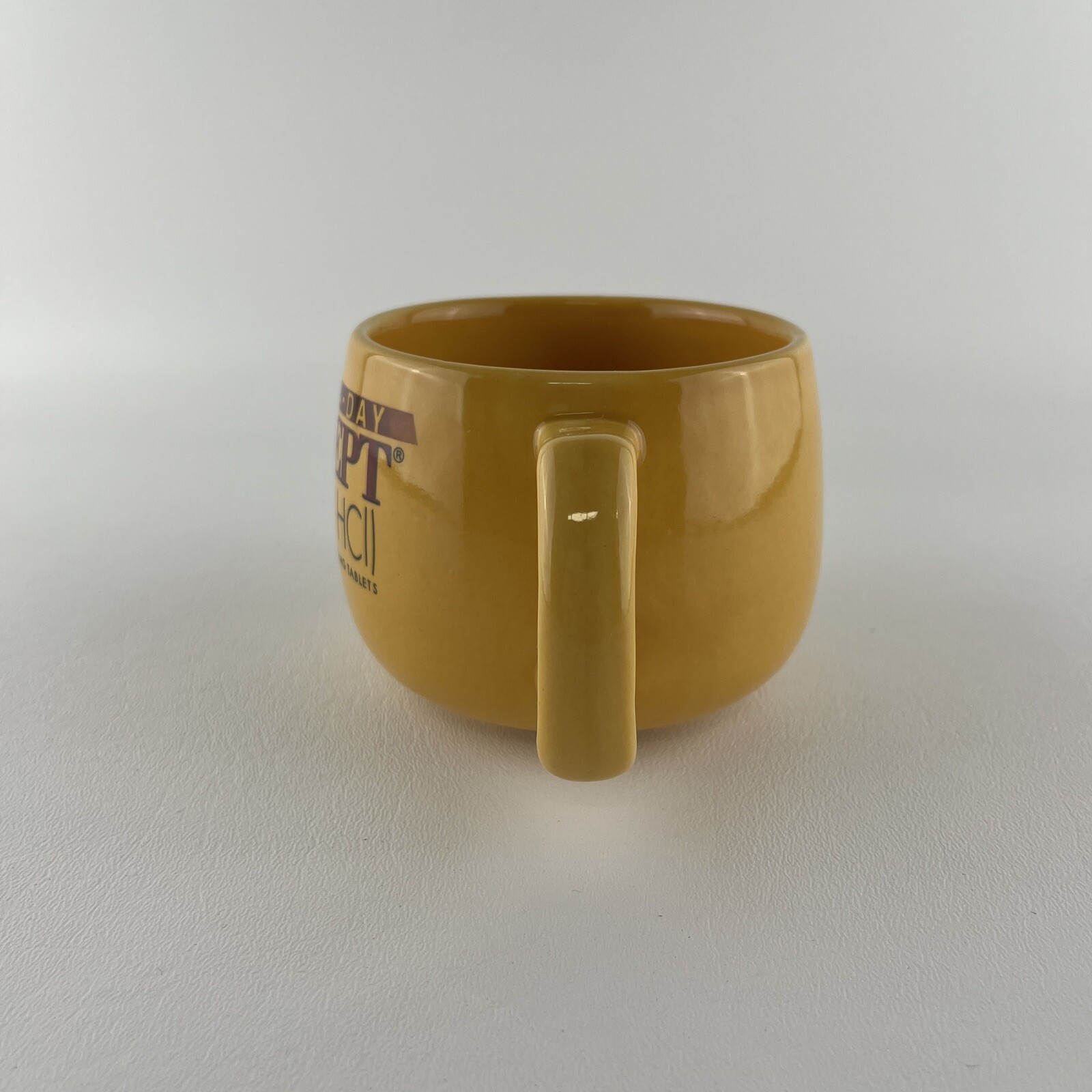 Aricept Coffee Soup Cup Mug Yellow Drug Rep Pharmaceutical Collectible 12 ounce