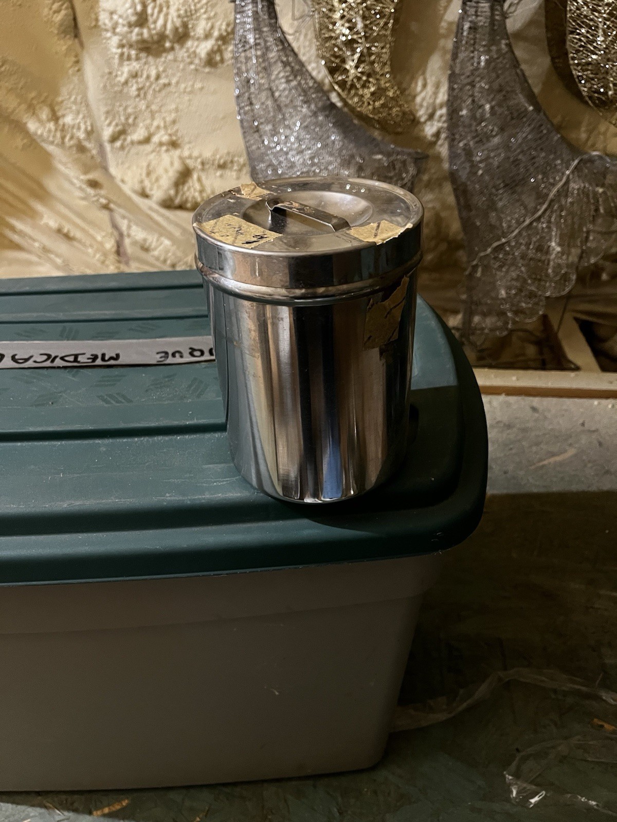 Vintage Stainless Steel Medical Canister / Container 6.75 X 4.75” with Lid