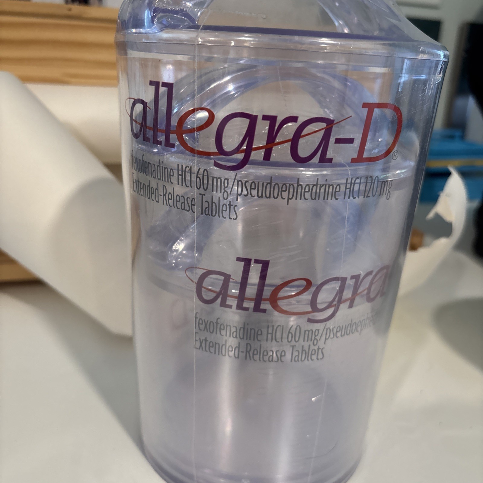 DRUG REP RARE ALLEGRA-D CLEAR PLASTIC/ACRYLIC CANISTER set of 3 pharmaceutical