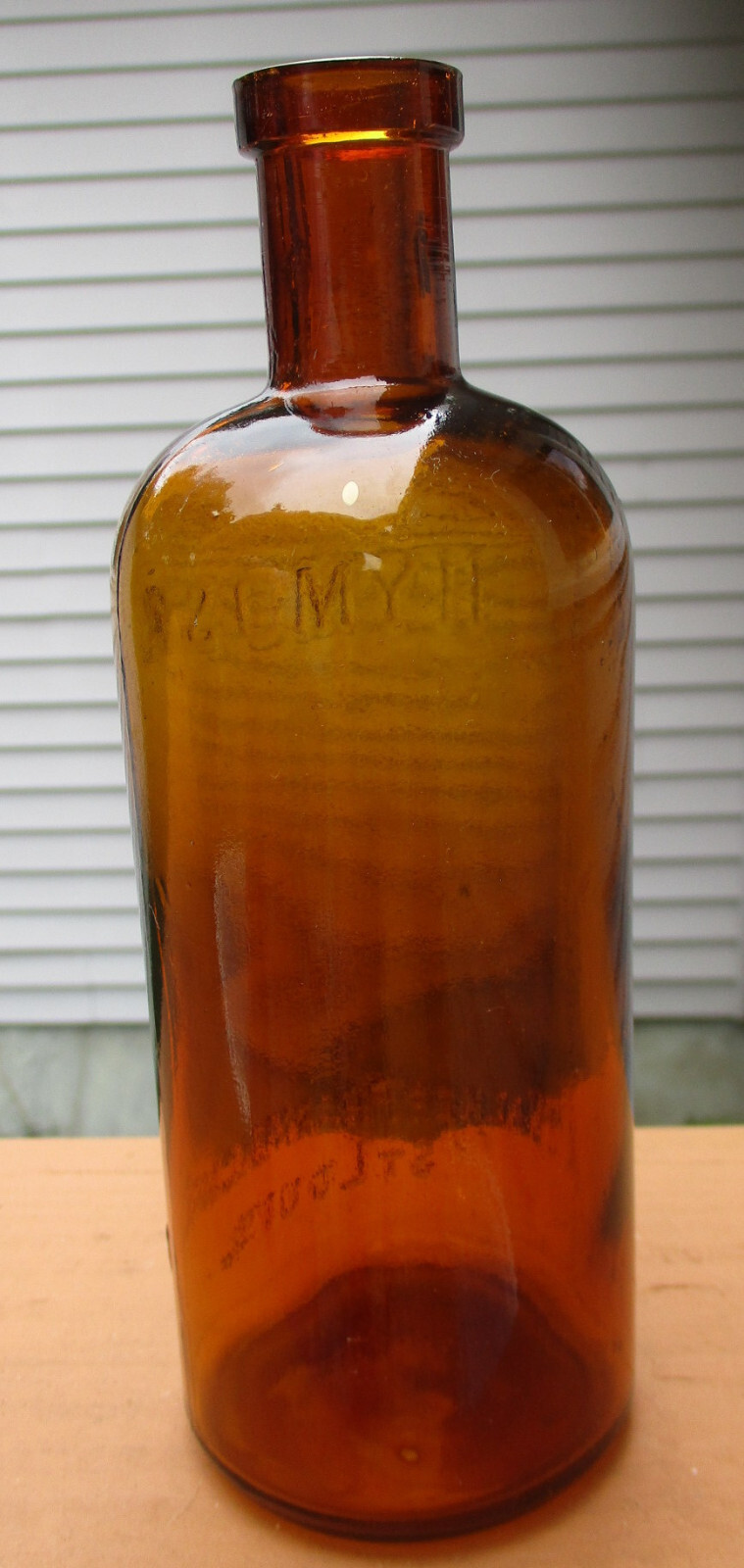 Hymosa Medicine Bottle Walker Pharmacal Company St. Louis Glass Amber