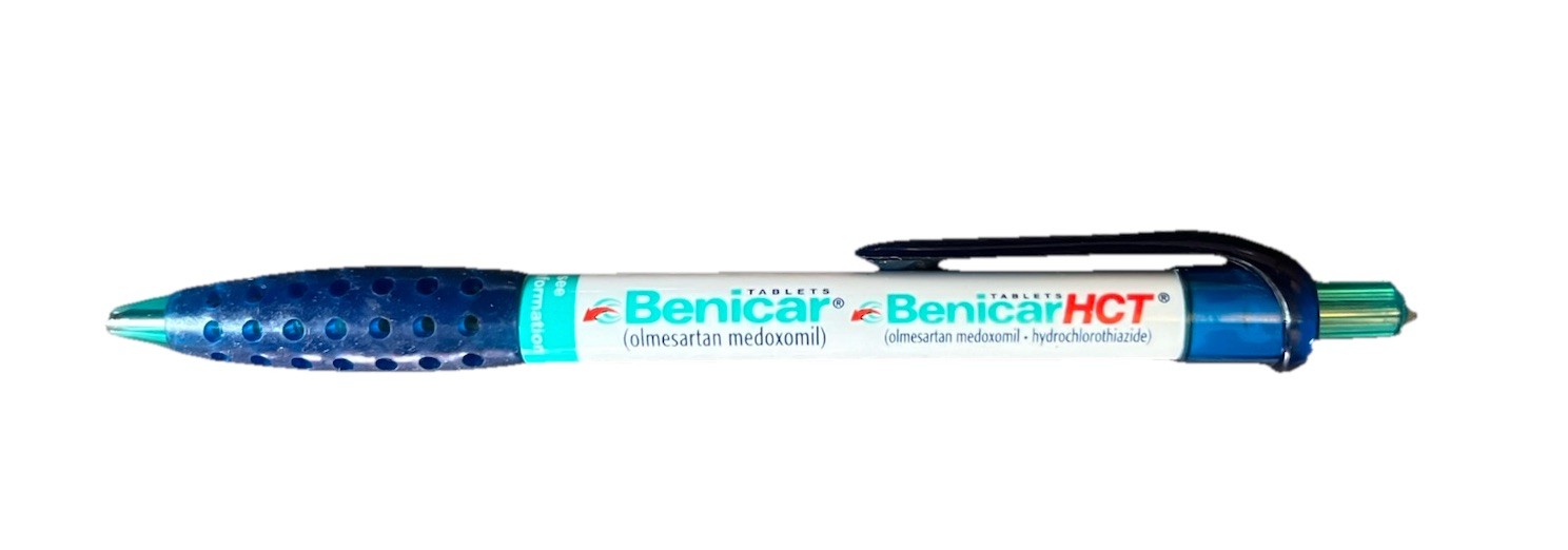Benicar HCT Drug Rep Pharma Promo Pen Rubber Grip Vintage Blue