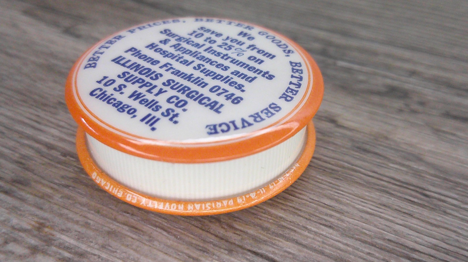 vtg. advertising celluloid tape measure Illinois Surgical supply prosthetics