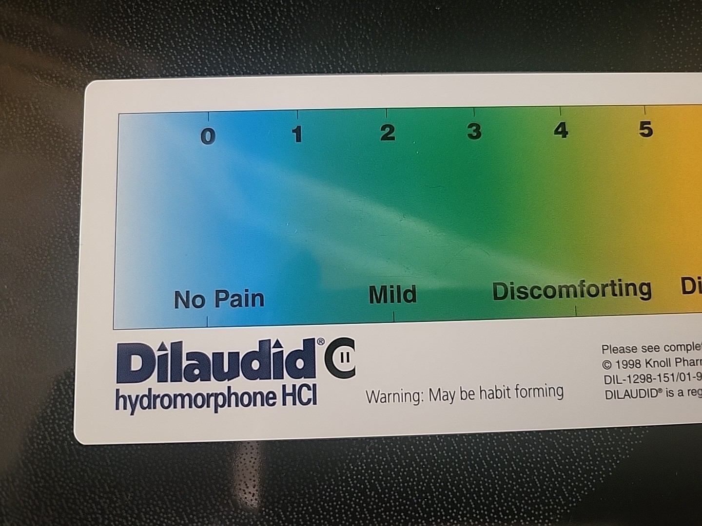 DILAUDID HYDROMORPHONE PAIN SCALE RULER Plastic -Pharmaceutical Rare Promo